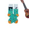 1 Paar Herren Trendige Cartoon Katze Fisch Muster Mittelwaden Socken, Atmungsaktive Bequeme Lässige Unisex Socken Anzug In Allen Jahreszeiten