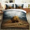 Tiger Lion Leopard Duvet Cover Set Animal Theme 3D Bedding Set King Queen Size For Kids Boy Girl Teens Polyester Comforter Cover
