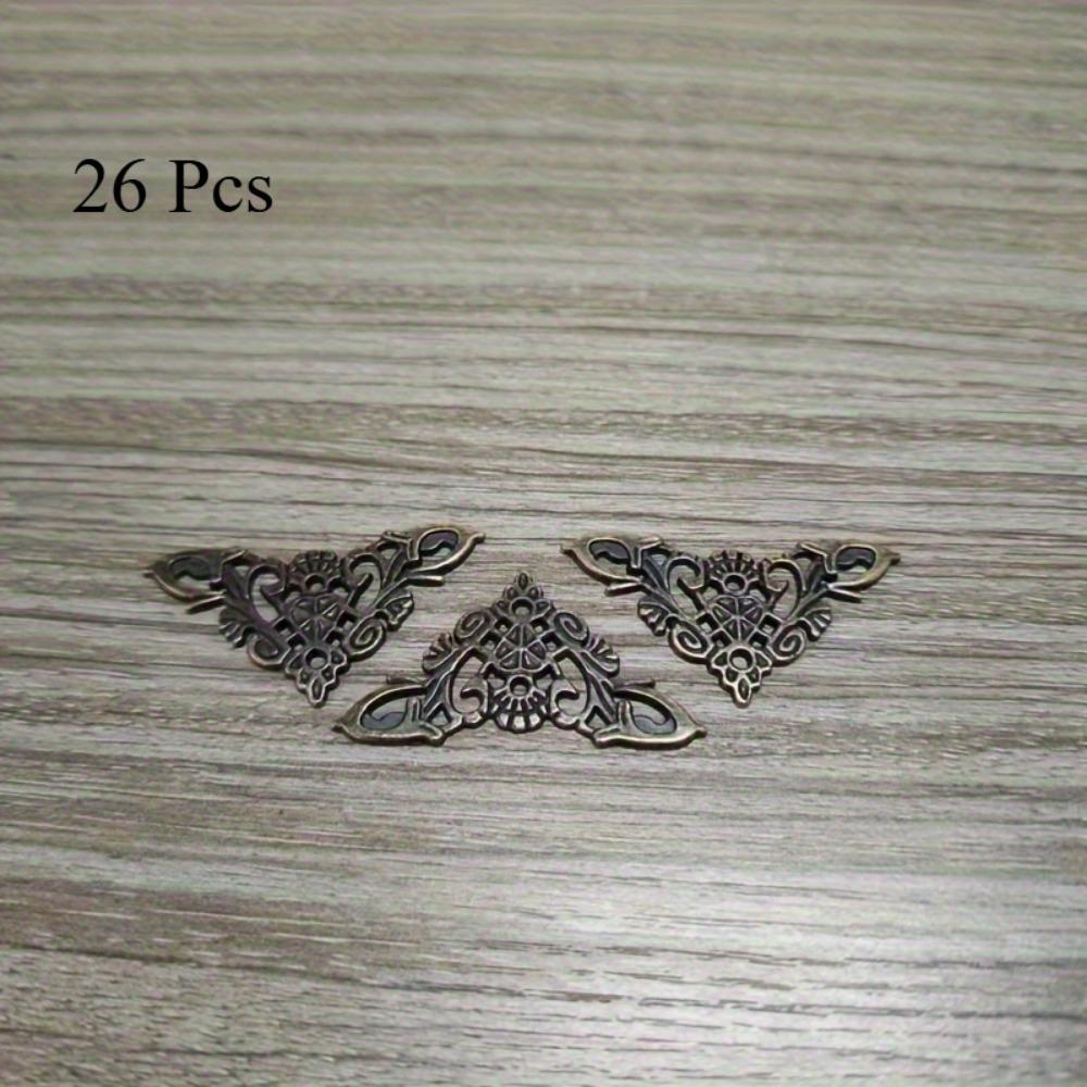 26pcs Vintage Bronze Metal Corner Covers for Furniture & Crafts - Easy Install, Durable Decorative Appliques