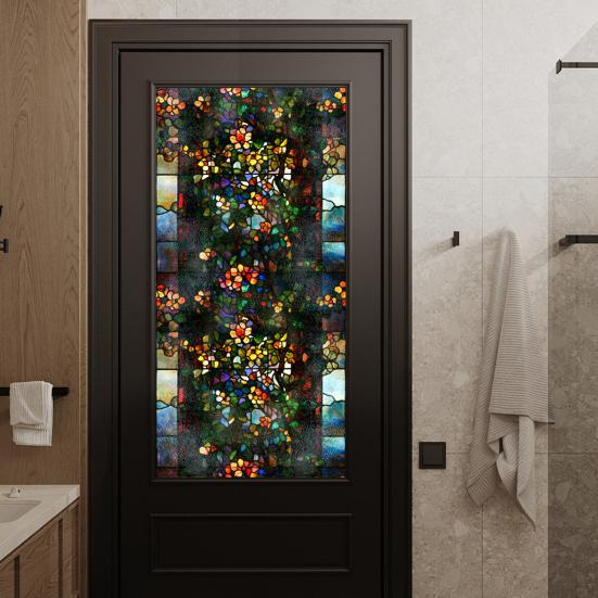 Fenster Sichtschutzfolie Statisch Haftende Buntglasfolien Abnehmbare PVC Dekorfolie für Zuhause Küche Wohnzimmer Schlafzimmer