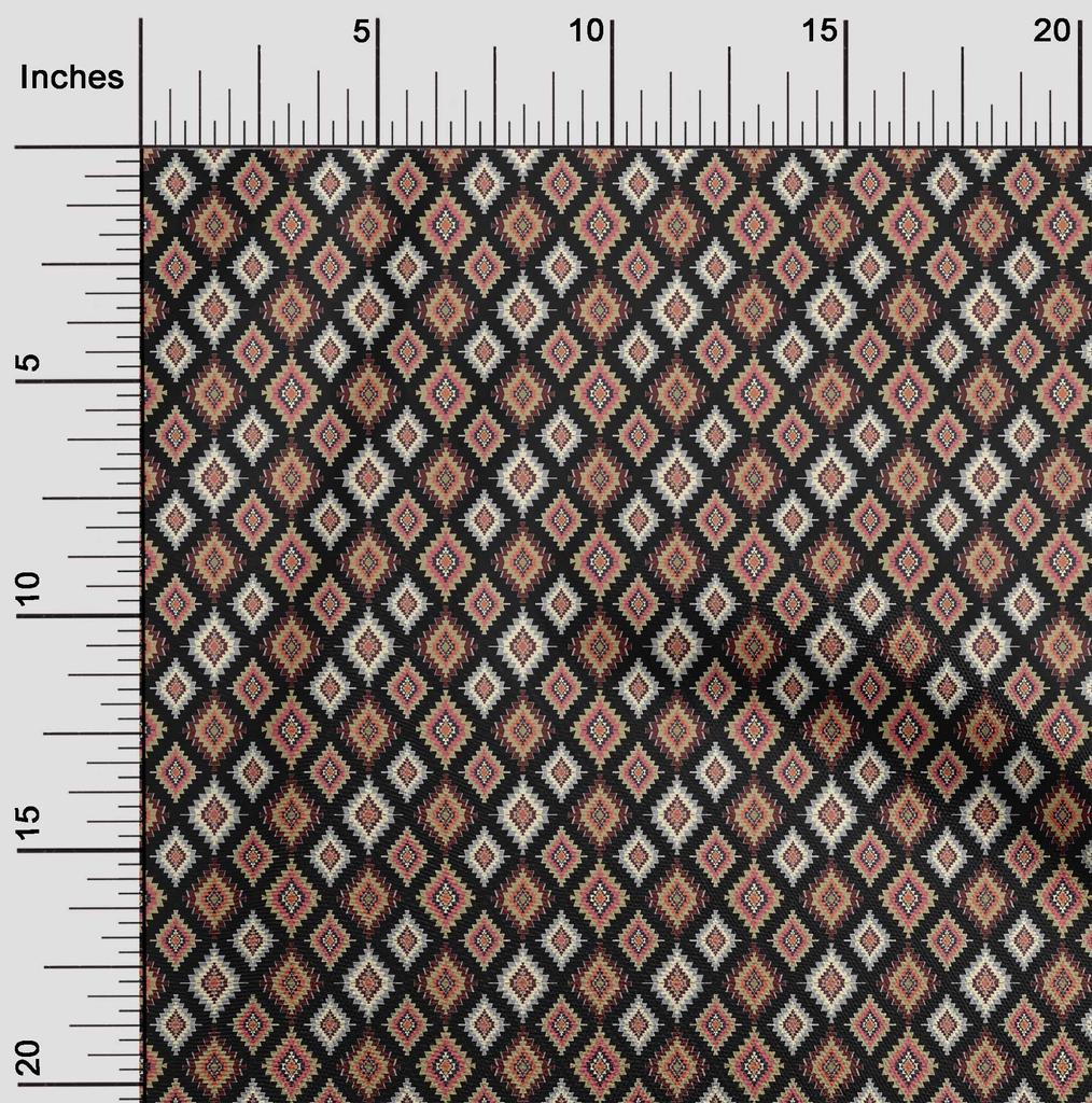 oneOone Cotton Flex Black Fabric Asian Kilim Diy Clothing Quilting Fabric Print Fabric By Yard 40 Inch