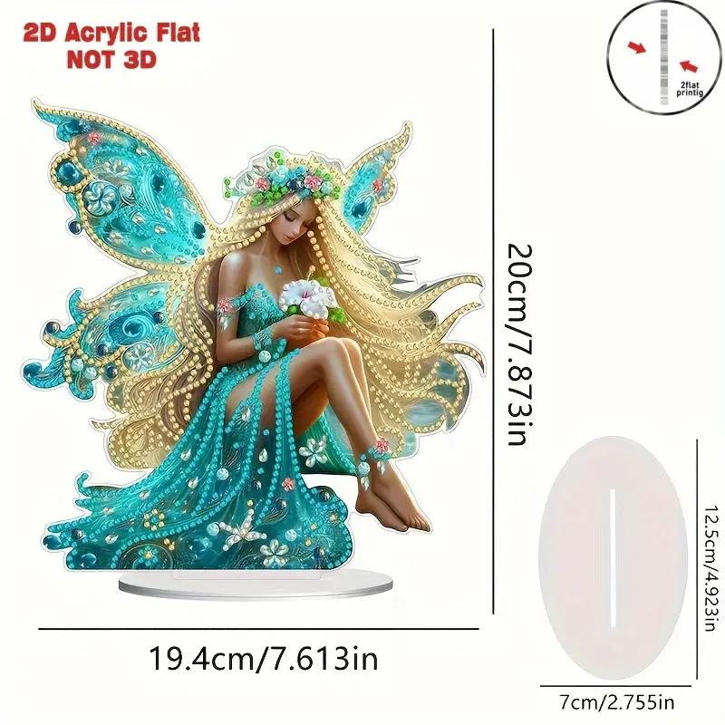 1pcs2D Flat Magic Green Fairy - Acrylic ornament with bracket, suitable for decorating desktops, bedrooms, and offices