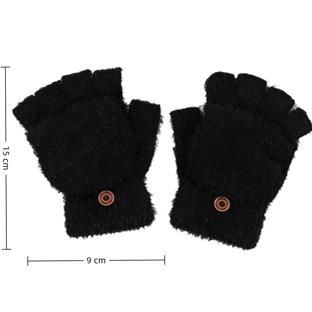 Outdoor Winter Half Finger Gloves Plush Warm Touchscreen Gloves Thickened Imitation Cashmere Flip Cover Gloves For Women Men