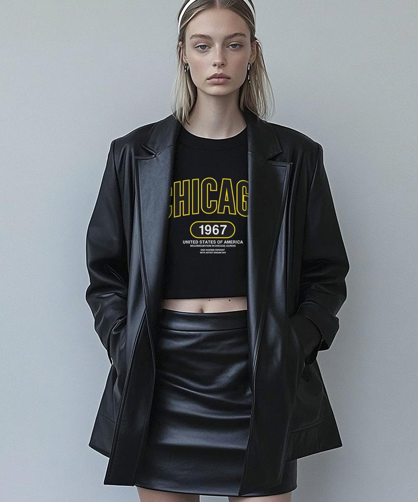 ONEHUNDREDPERCENT FOR WOMAN Ohpxdreamday Chicago Millennium Park Women'S Crop Short Sleeve T-Shirt
