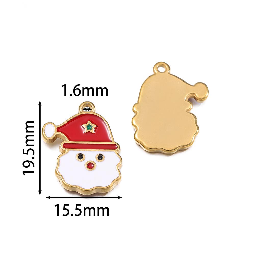 1pcs Stainless Steel Christmas Charms Gold Color Santa Claus Christmas Tree Enamel Pendants For DIY Earrings Necklaces Making