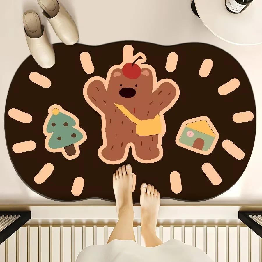 Diatom Mud Pad Resistant To Dirty Toilet Bathroom Toilet Door Area Moisture-wicking Quick Drying Mat Shower Room Door Slip-resistant Mat