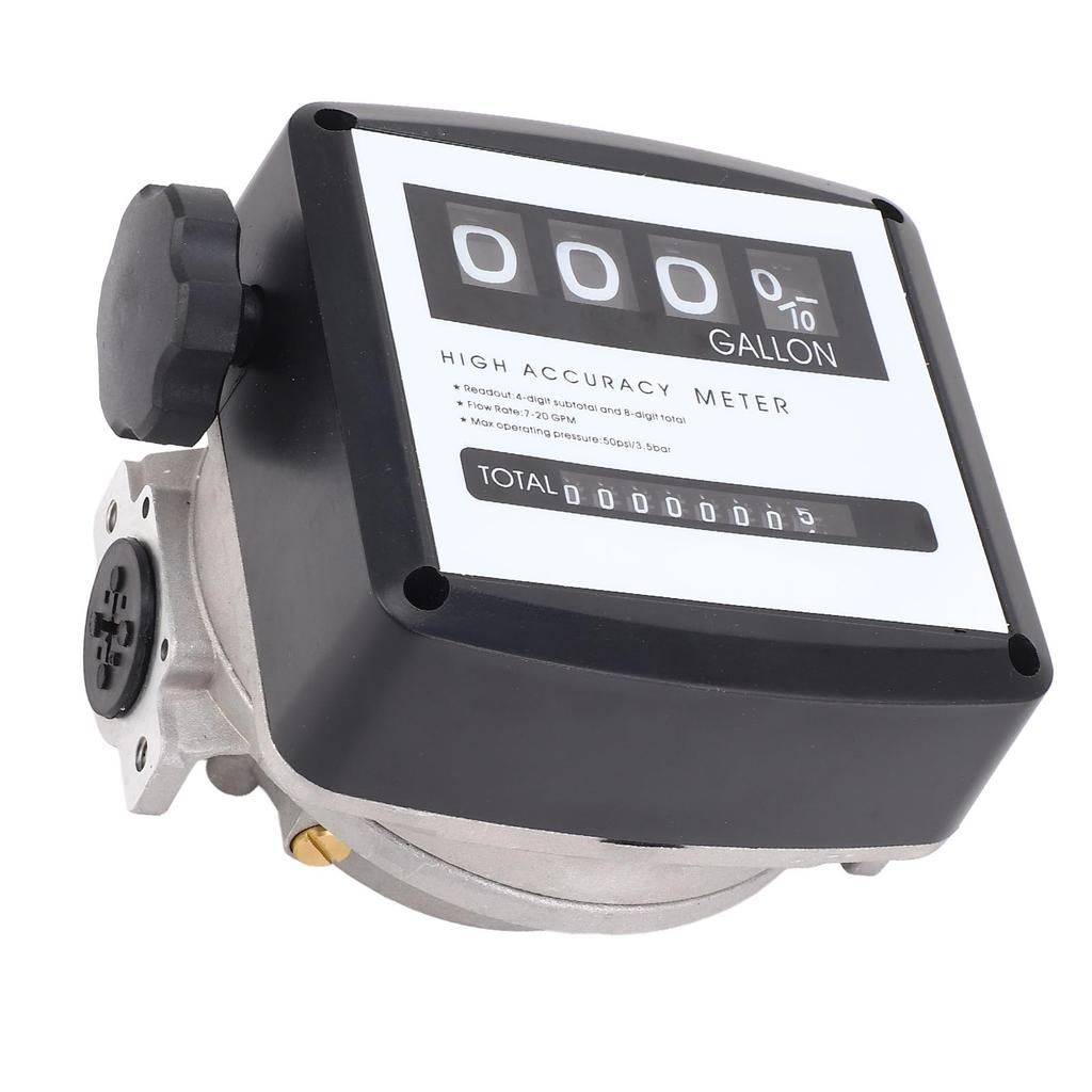 Aluminum Mechanical Fuel Flow Meter 4 Digit Pump Flow Meter Gallon High Accuracy Easy Reading