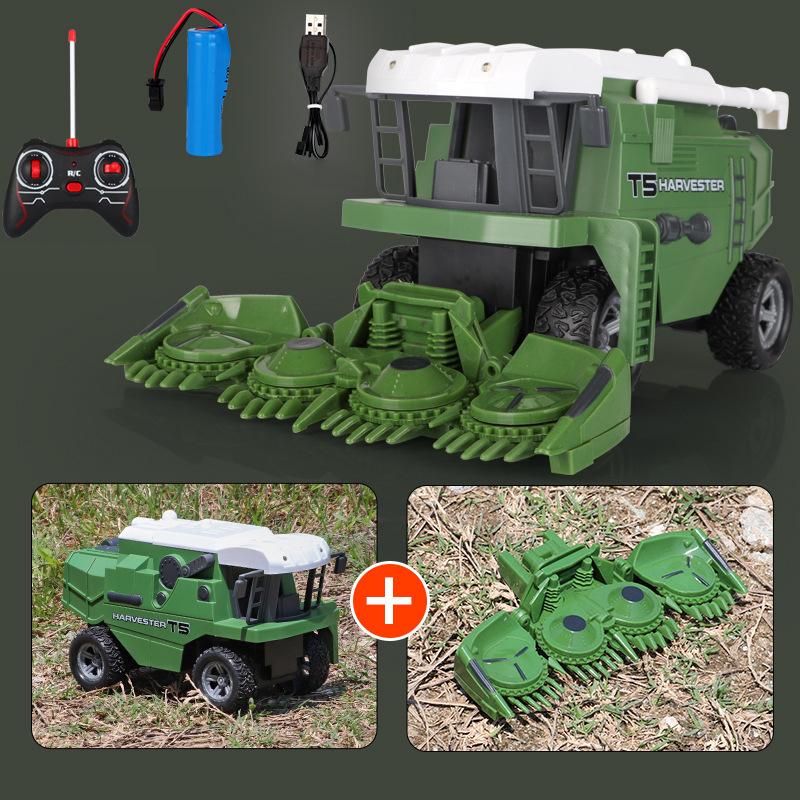RC Harvester Tractor Truck Model Pusher Simulation Farmer Vehicle With Led Light And Sound Engineering Vehicle Toys Kids Gifts