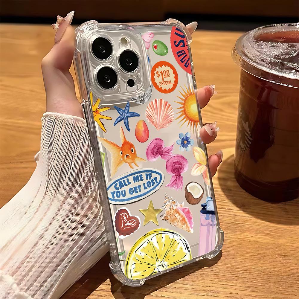 Seaside Scenery Wine Lemon Anti Fall Clear Phone Case For Xiaomi Redmi 14C 13C 12C K50 K40 Note 14 13 12 11 10 9S Pro Plus 4G 5G