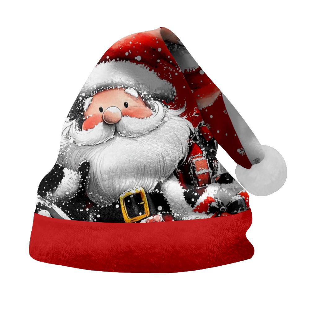 2024 New Double-Sided Plush Velvet Christmas Hat for Adults & Children - Customizable Design