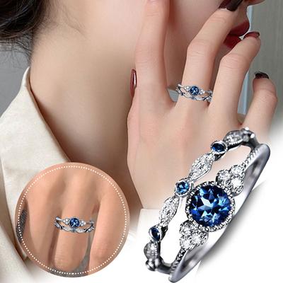 Stone Crystal Rings Ladies Rings Zircon Ladies Rings Two Piece Micro Set Rings
