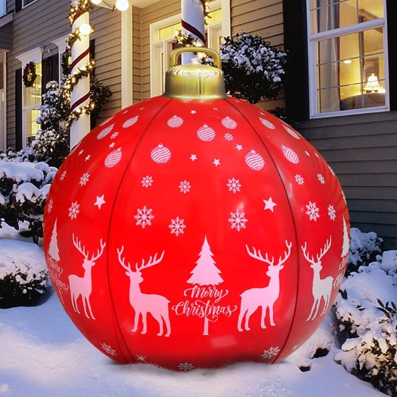 Light Up Christmas Ball Decorations Outdoor Inflatable Christmas Ball with Remote Control and LED Light Adjustable Color
