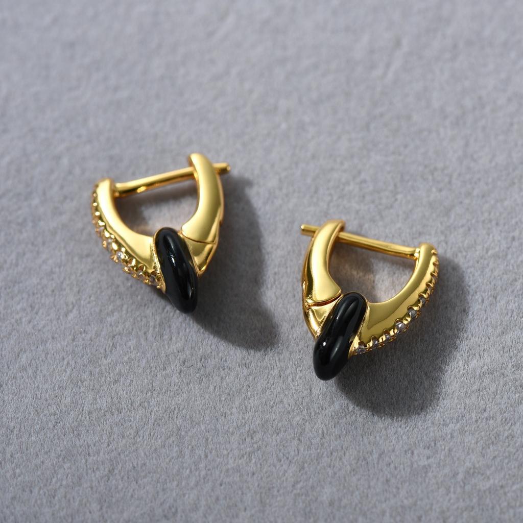 Light Luxury Copper Plated 18K Real Gold Inlaid Super Flash Zircon Drop Glaze Earrings, Ear Buckles, Advanced Temperament Fashionable And Exquisite