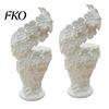 Decorative Vase 2Pcs Floral Sculpture Vase, Modern Artistic Flower Holder with Matte Finish, Art Tabletop for Living Room Entryway Desk,