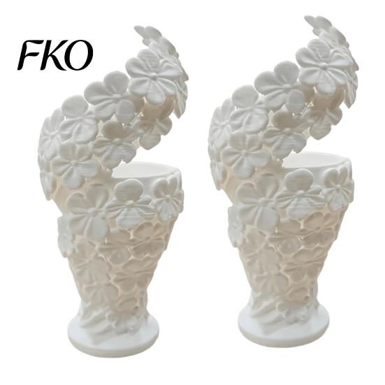 Decorative Vase 2Pcs Floral Sculpture Vase, Modern Artistic Flower Holder with Matte Finish, Art Tabletop for Living Room Entryway Desk,