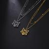 Hollow Fox Pendant Necklace Stainless Steel Women's Classic Animal Charm Double layer Bead Chain Fashion Jewelry Party Gift