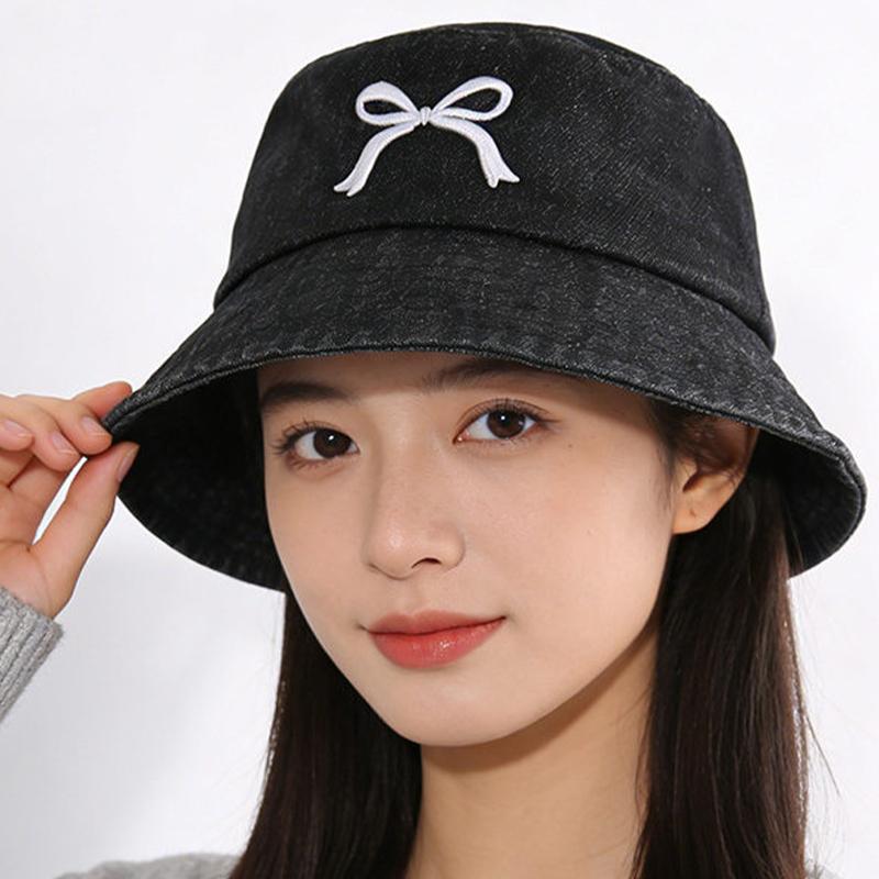 Washed Denim Bucket Hat For Women Retro Wide Brim Fisherman Cap Summer Outdoor Sun Hat