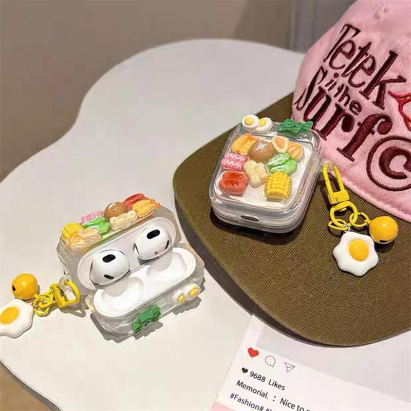 Mini Cartoon Small Hot Dog Vegetable Earphone Cover For Apple Airpods 3 /4 Generation Glitter Pro2 Generation Protective Case