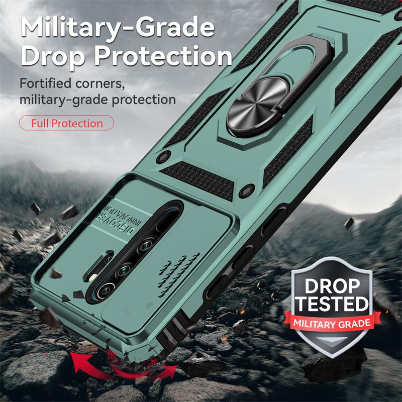 Für Xiaomi Redmi Note 8 Pro Hülle Stoßfest Panzer Handyhüllen Für Redmi Note8 Note 8Pro Schiebe Kamera Schutz Ringhalter Abdeckung