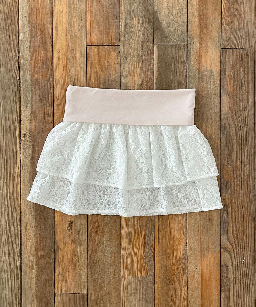 Wisp Fairy Ballet Lace Folding Skirt - White
