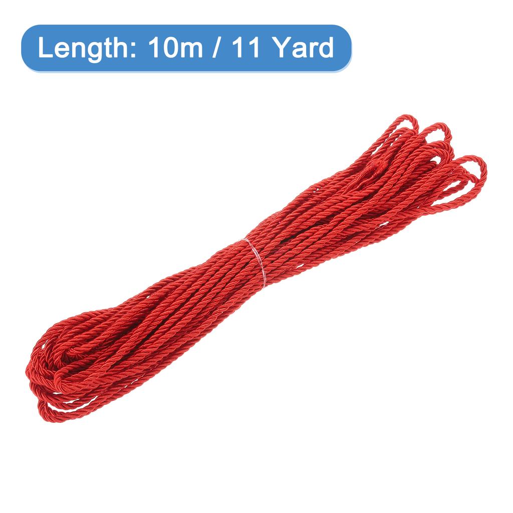 Uxcell 11 Yard 3mm Twisted Cord Trim 3-Ply Twine Braided Rope Shiny Thread String for Craft Gift Bag Curtain Christmas Decor