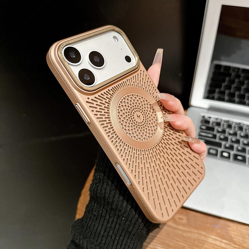 Luxury Cooling Heat Dissipation Hollow Case For iPhone 17 15 14 13 16 12 Pro Max Plus 17Pro 17 For MagSafe Magnetic Matte Cover