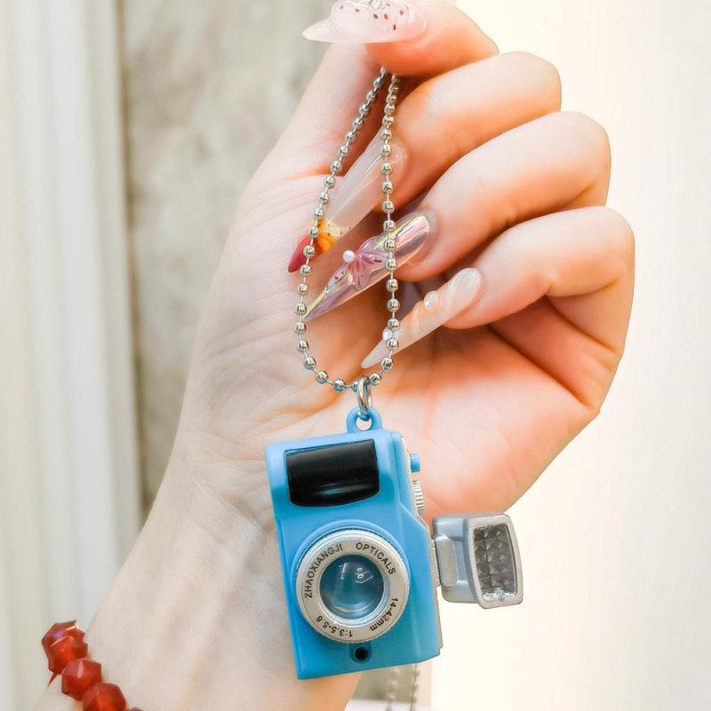 Korean Style LED Camera Keychain - Sounding & Luminous Bag Accessory Pendant