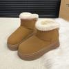 Autumn and Winter New Wool Thick-soled Short Snow Boots Women's Foreign Trade Large Size Round Head Foot Thickened Cotton Shoes