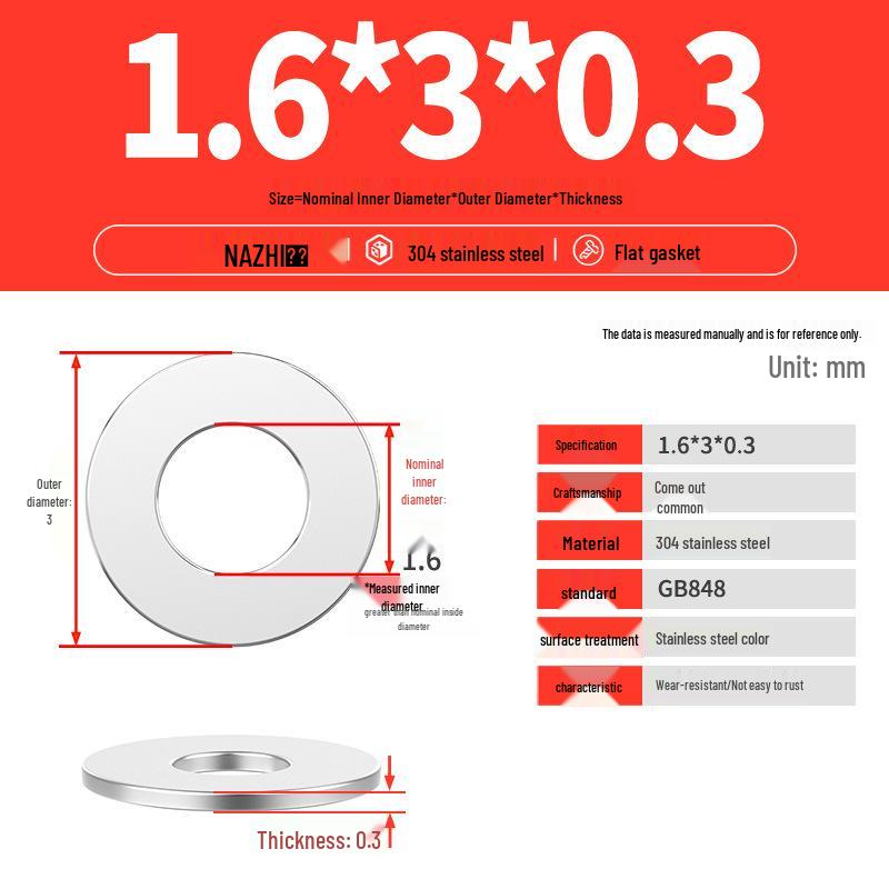 Thickened 304 Stainless Steel Flat Washer Spacer (M4-M8)