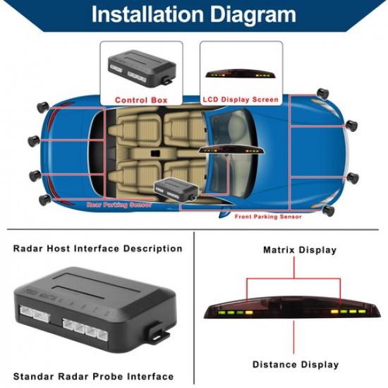 4x Vehicle Reverse Backup Radar System Reverse Parking Sensors Parking Sensors