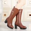 2025 Winter Women's High-Heeled Round Toe Martin Boots with Fleece – Stylish and Warm