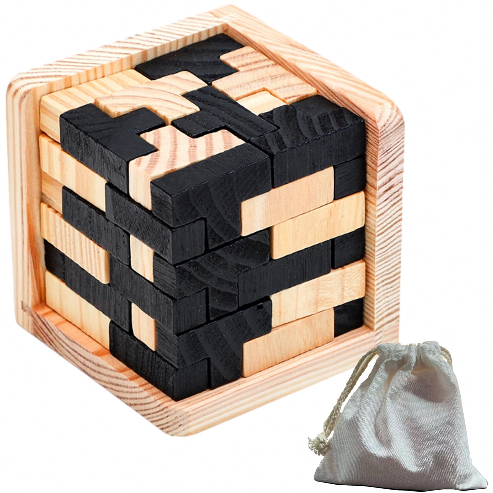Sweet Plus Wooden 3D Cube Puzzle Brain Training Puzzle Game for Adults Improves Intelligence and Brain Brain Decorative Gift - - Challenging,