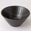Kajual Life (Kakuni) Mino Ware "Black Specialty Ramen Bowl" - Shibuki (Splash) Design, Kiritate (Cut-off) Bowl, Approx. 20cm Diameter x 9cm Height, St