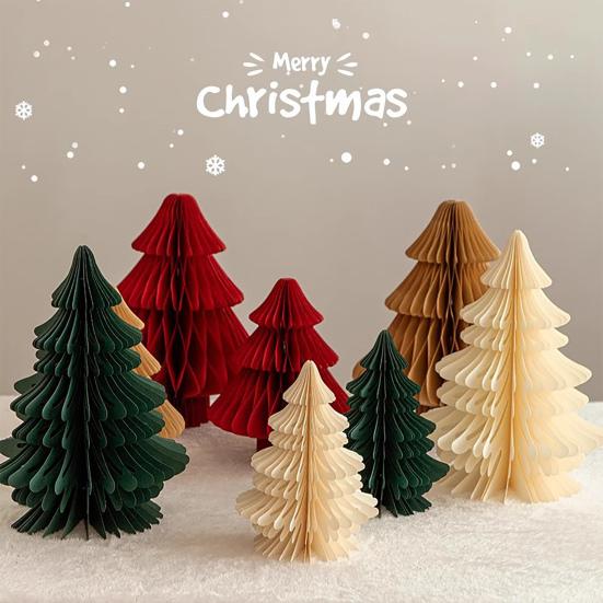 Honeycomb Paper Christmas Tree 3D Foldable Accordion Xmas Tree Winter Tabletop