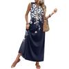 Ladies' Floral Print Casual And Fashionable Waist Cinched Sleeveless Dress