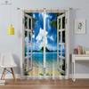 3D Printed Curtains for Window Scenery, Simulation, Modern, Decorative, Bedroom, Living Room, Study, 2Pcs