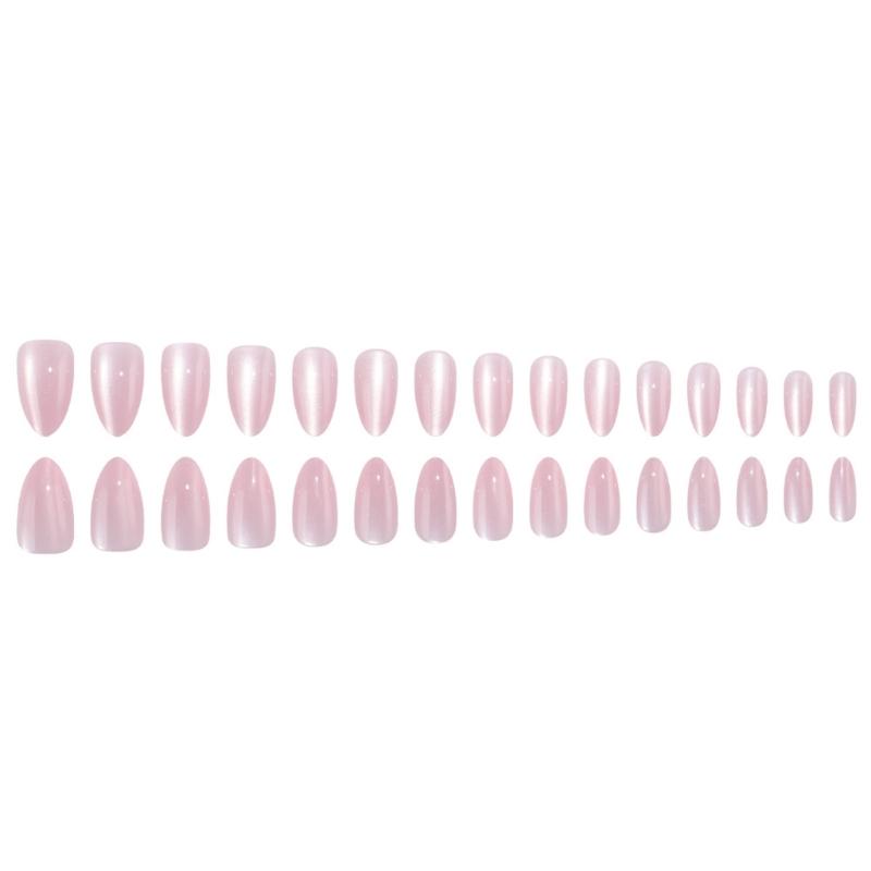 Long Almond Shape Faux Nail 30PCS Pink Press On Nail Easy To Wear Reusable Artificial Nail