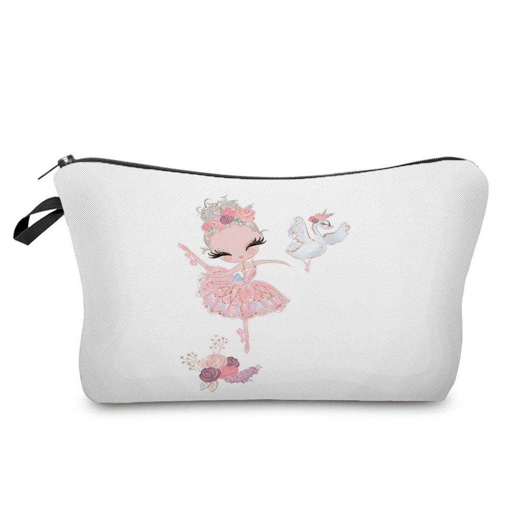 Ballet Art Girl Fashion Printed Cosmetic Bags Toiletries Organizer  School Daily Pencil CasesOutdoor Practical Makeup Bag Female