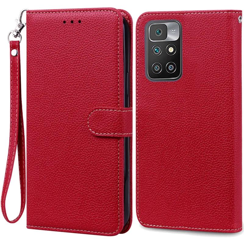 

Чехол для Redmi 10 4G, 16 цветов, для Xiaomi Redmi 10, 2022, кожаный чехол-бумажник с откидной крышкой для Redmi 10 Prime 4G, redmi10 4G, защитный чехол-держатель для слота для карт красный