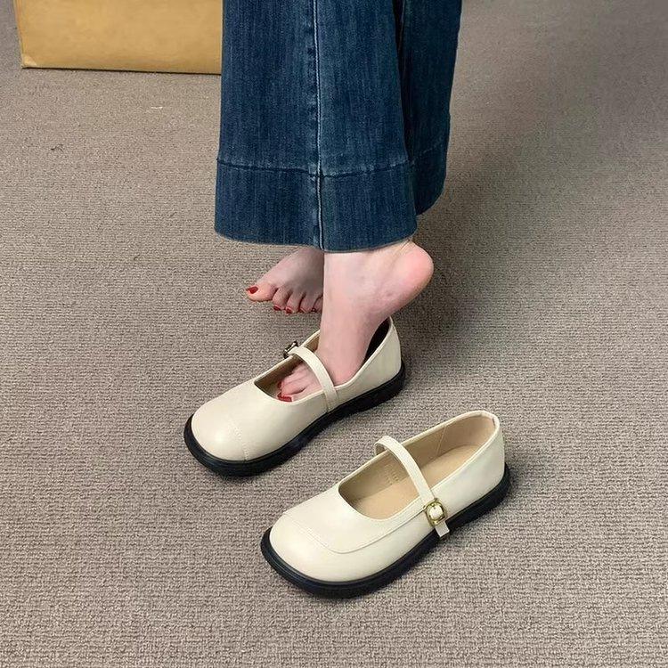 Autumn not tired feet women's shoes Mary Jane single shoes 2025 new soft sole low heel square head shallow mouth French small leather shoes women