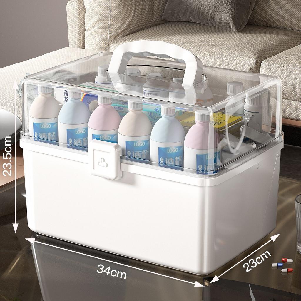 NEW Large Household Storage Box with Handle Medicine Box Moisture-proof Dustproof Grocery Multilayer Storage Box Home Storage