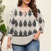 Blusa Floral Feminina Plus Size com Manga Três Quartos, Blusa Casual, Túnica de Corte Amplo para Primavera Verão, Uso Diário, Trabalho e Saídas