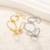 Geometric Oval Ring Stainless Steel Gold Color Women Trendy Minimalist Open Rings Zircon Gift Wholesale