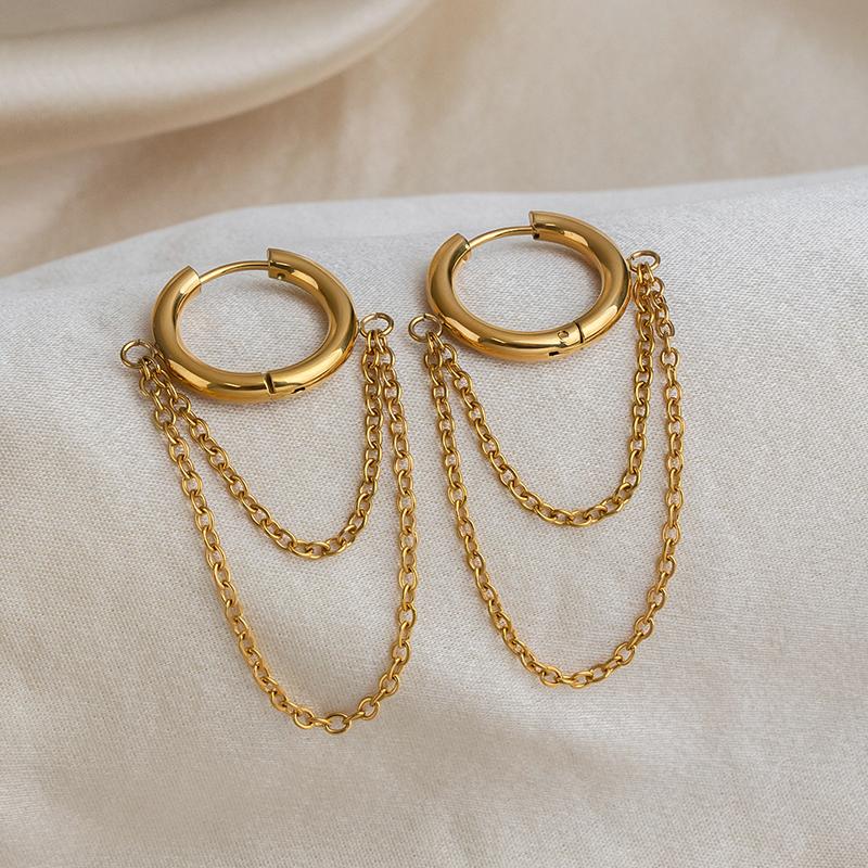 1 Paar einfache doppelte Kettenohrringe für Damen Paare Minimalistisch Boho Party Layering Schmuck Geschenke