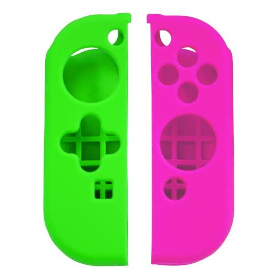 Resposta Silicone Protect Plus para Switch com stick com modelo EL orgânico e regular (Verde e Rosa) Joy-Con [Aderência melhorada/Sensação suave/Vem