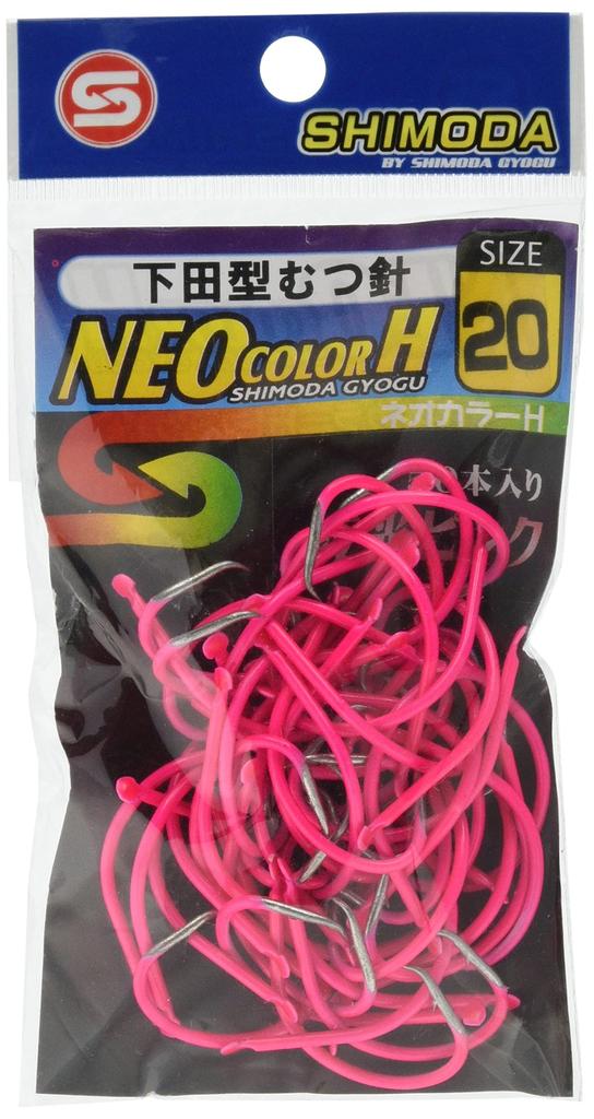 Shimoda Fishing Tackle HP Shimoda Style Mutsu Neo Color Size Pack of Pink Hooks, H, 20, 50, Glow-in-the-Dark