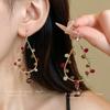Ethnic Style Round Water Drop Hollow Ear Hook Retro High-end Fringed Earrings Fashion Light Luxury Trend Earrings
