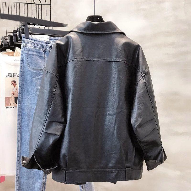 Damen Frühling und Herbst Bequem Schwarz Süß und Cool Motorrad Locker Jacke Oberteil