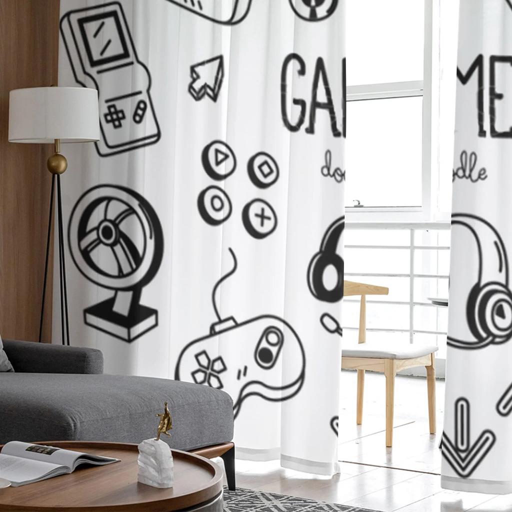 Game Controller Sheer Curtains For Living Room Bedroom Tulle Curtains Kitchen Window Treatments Panel Drapes
