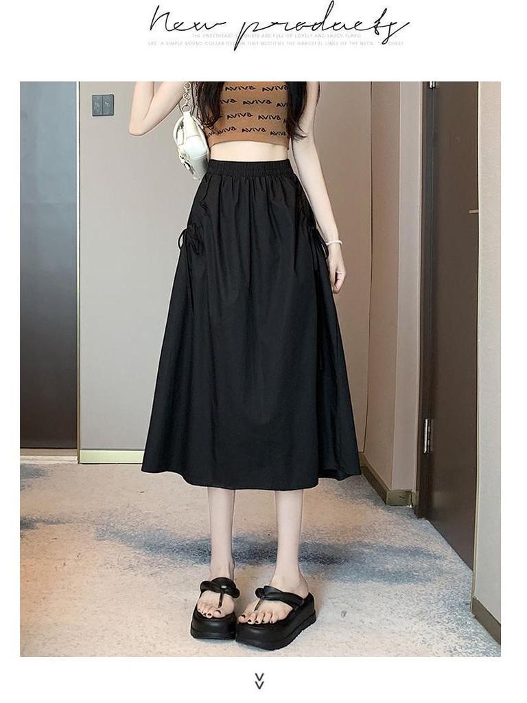 Women's Quick-Drying A-Line Midi Skirt - Summer High Waist, Slimming, Versatile, and Casual